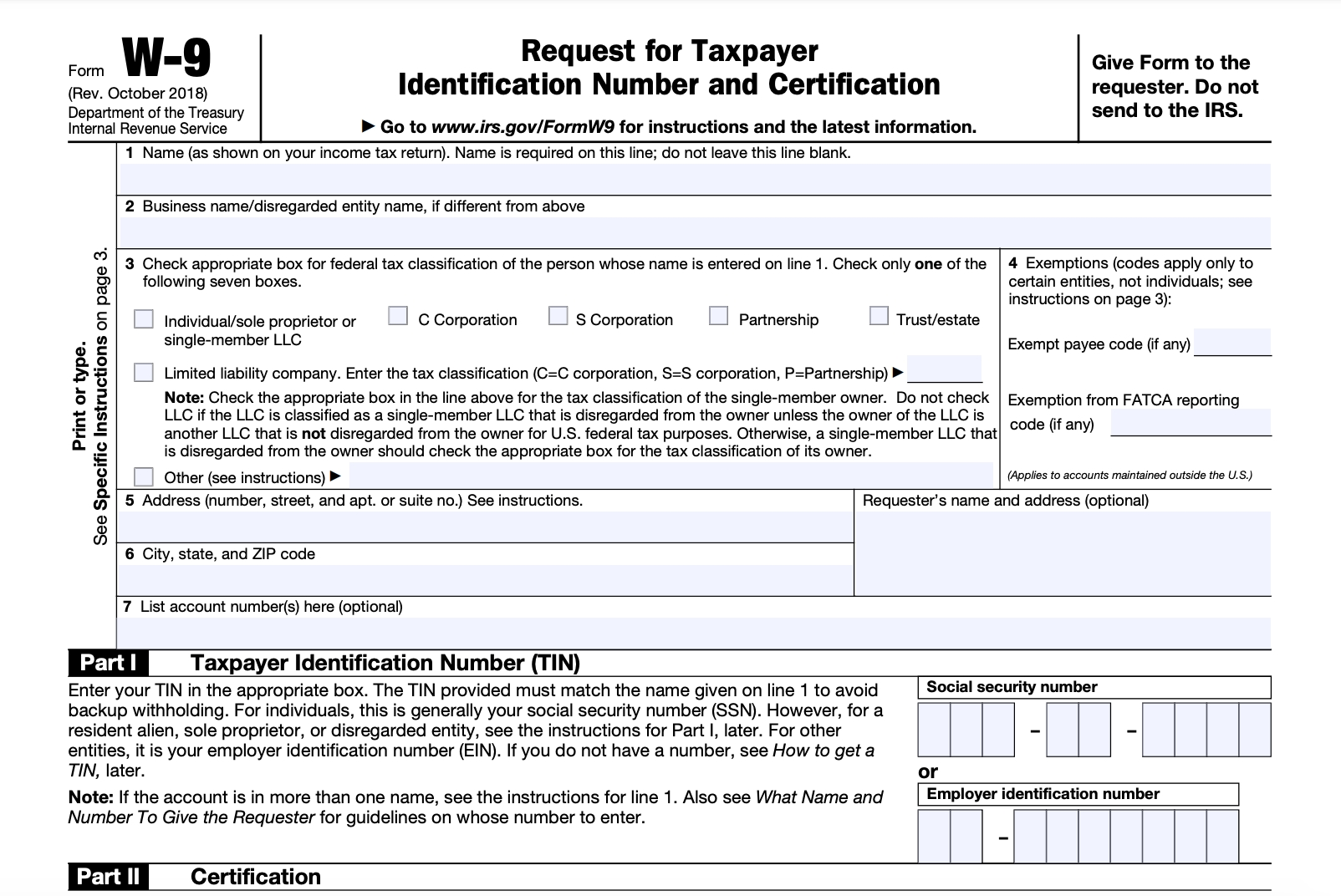 Printable W 9 Form For 2024