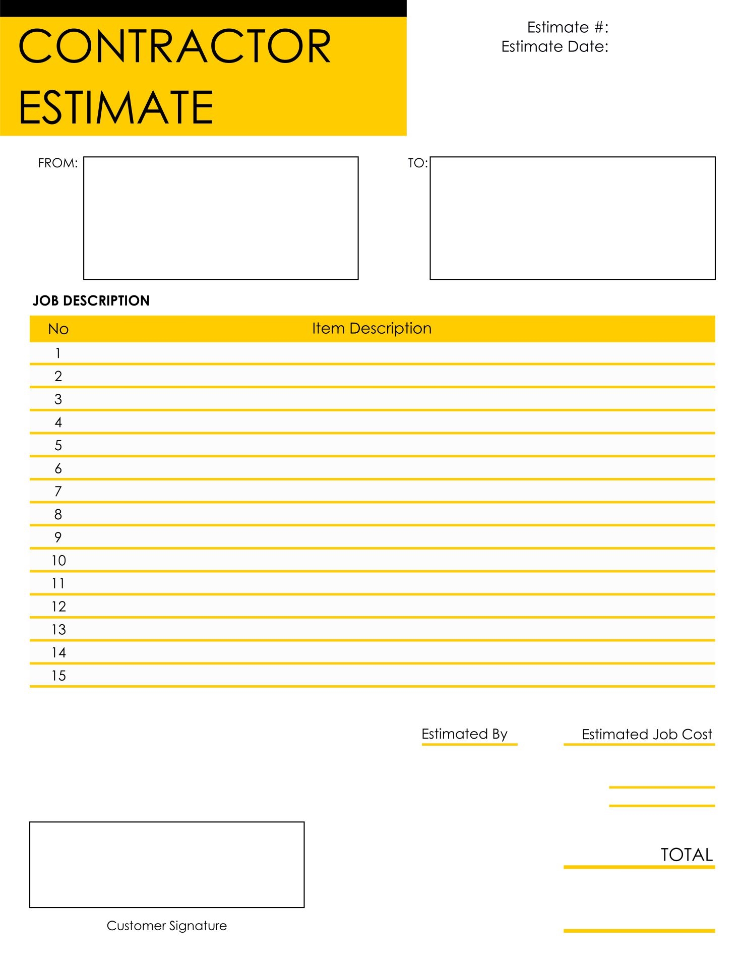 Quote Pdf Free Printable Estimate Forms