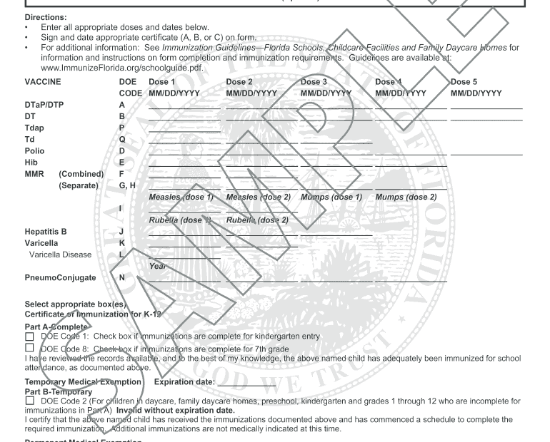 Religious Exemption Florida Dh 681 Form Printable Fill Out Sign