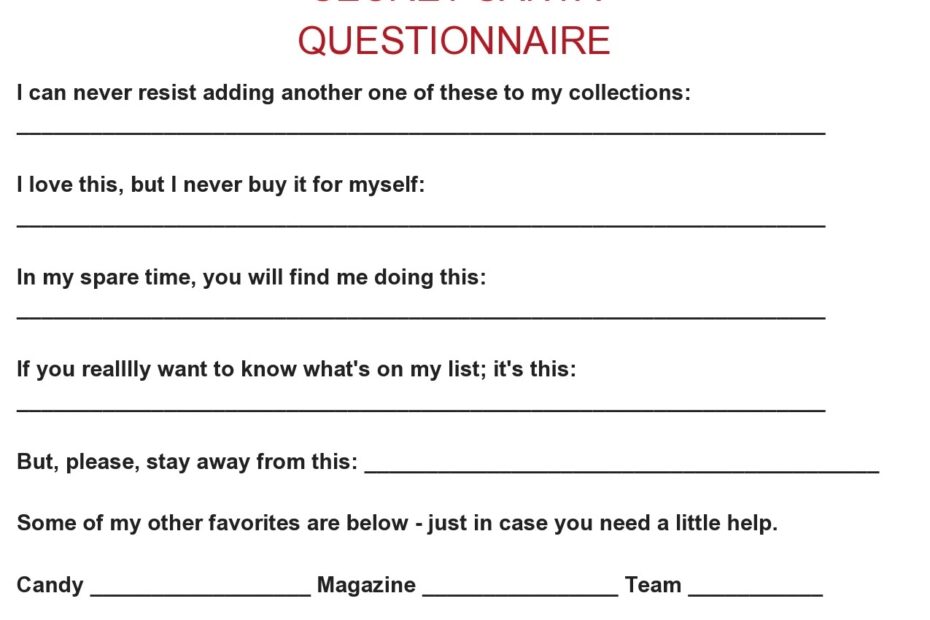 Secret Santa Printable