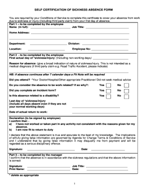 Self Certification Form Template