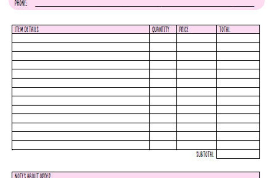 Small Business Free Printable Order Forms For Crafts Printable Word