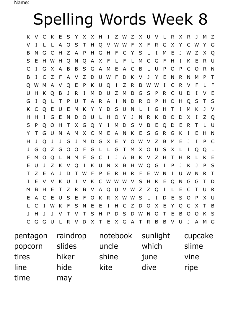 Spelling Words Week 8 Word Search WordMint