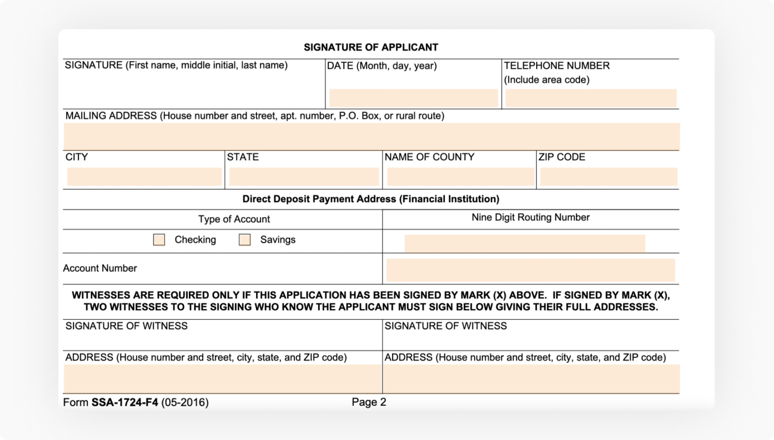 Ssa 1724 Printable Form
