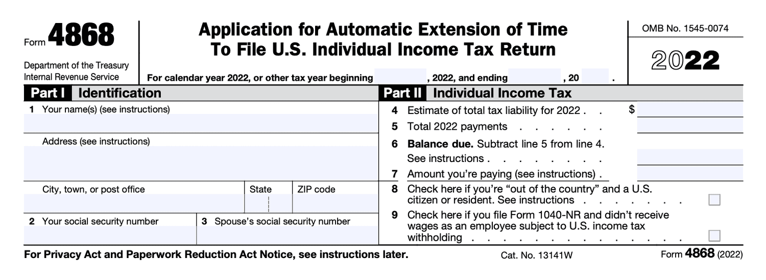 Tax Extension Form 2023 Irs Printable Forms Free Online