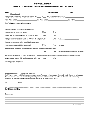 Tb Screening Form Fill Out And Sign Printable PDF Template SignNow