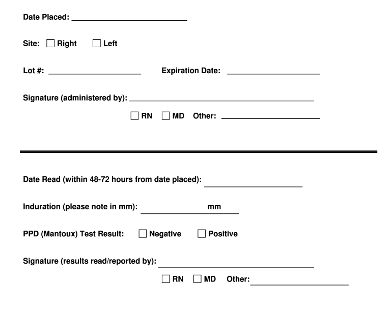 Tb Skin Test Printable Form