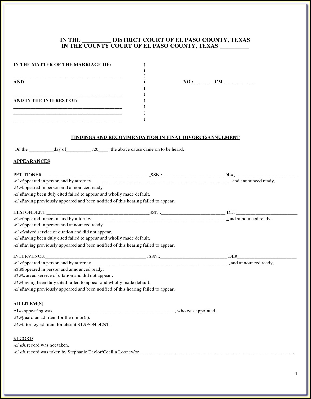 Texas Divorce Decree Forms Free Template 2 Resume Examples GX3GwAw3xb
