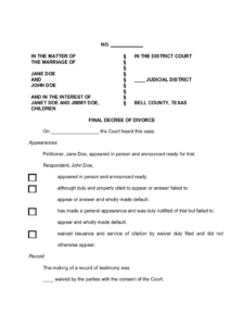 Texas Divorce Forms Printable Divorce Papers