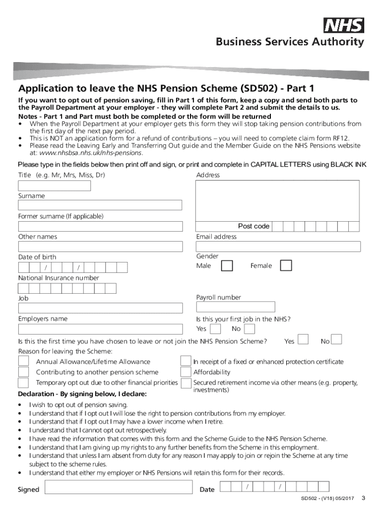 UK NHS SD502 2018 Fill And Sign Printable Template Online US Legal 