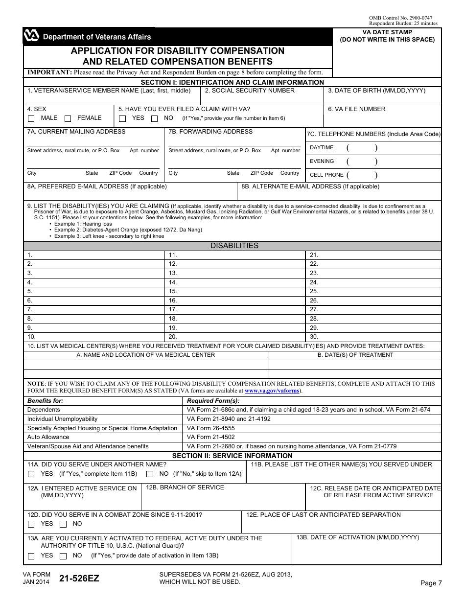 VA Form 21 526EZ Fill Out Sign Online And Download Fillable PDF 