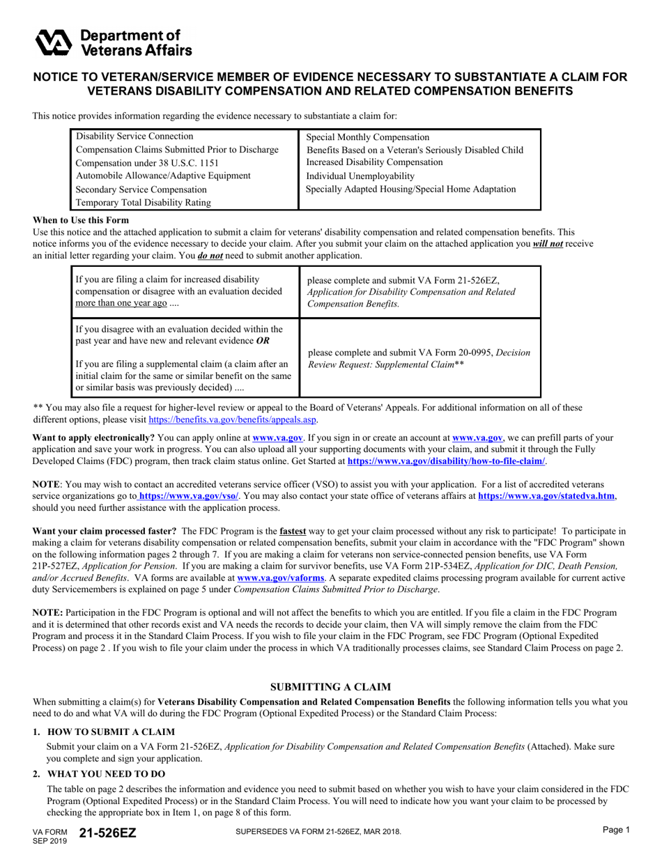 Va Form 21 526Ez Printable