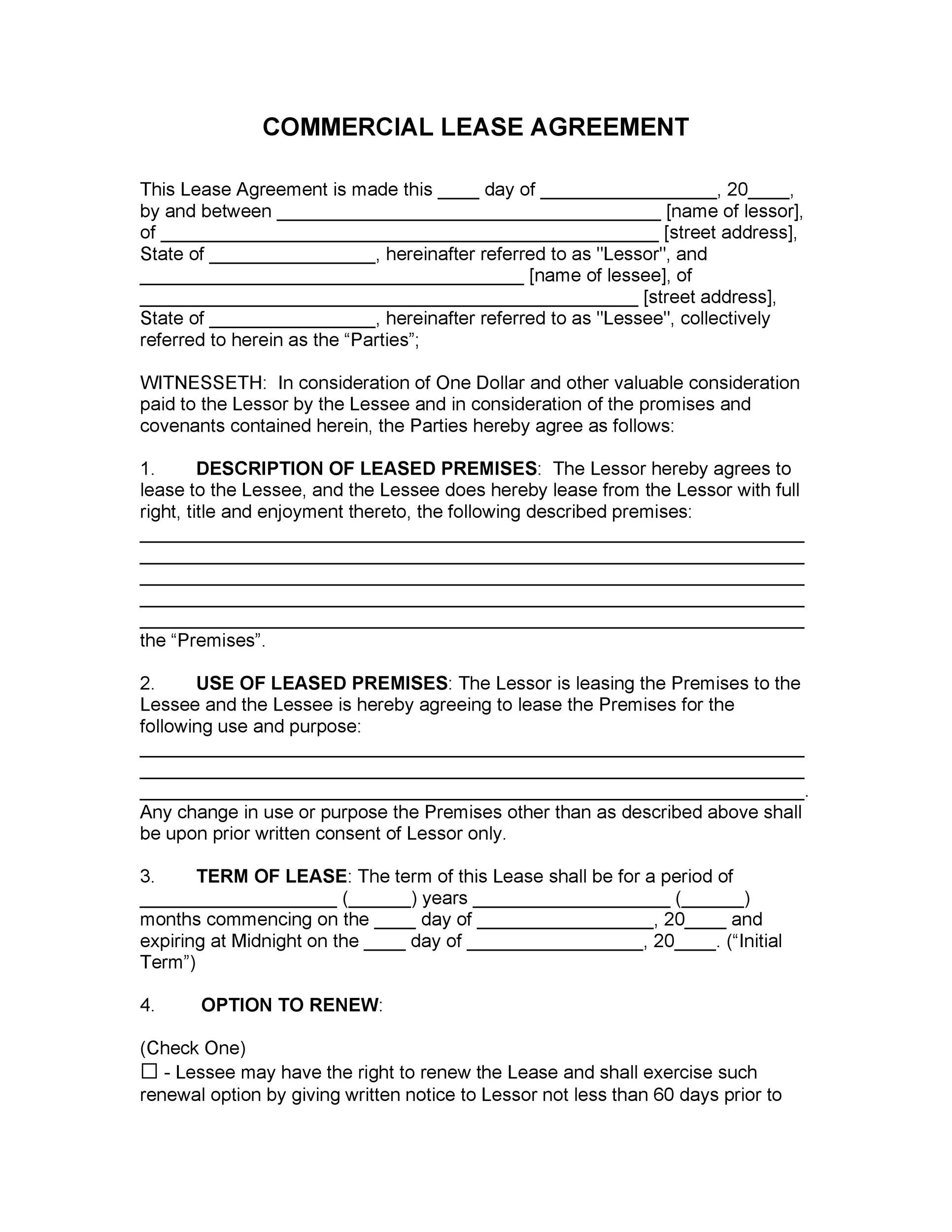 26 Free Commercial Lease Agreement Templates Template Lab