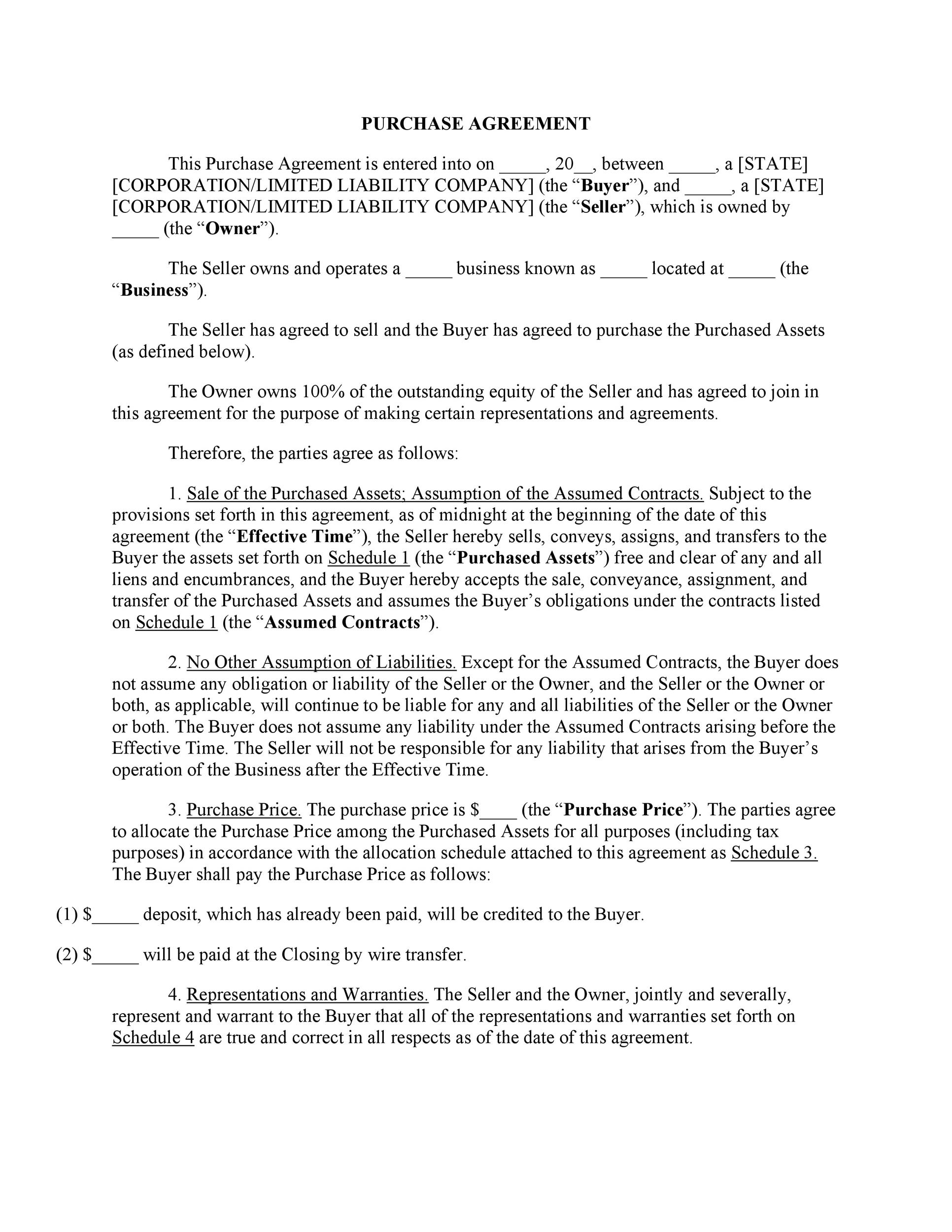 37 Simple Purchase Agreement Templates Real Estate Business 
