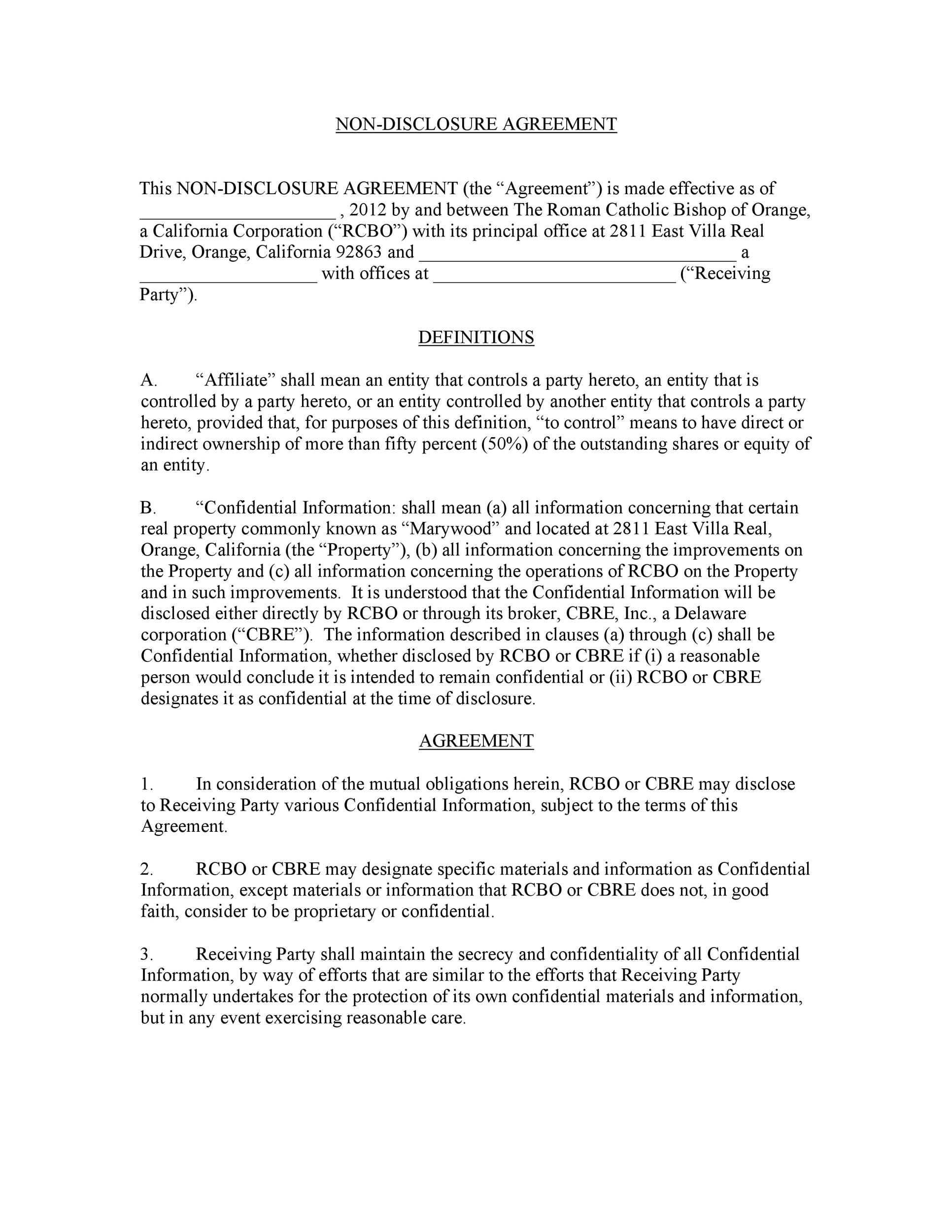40 Non Disclosure Agreement Templates Samples Forms TemplateLab