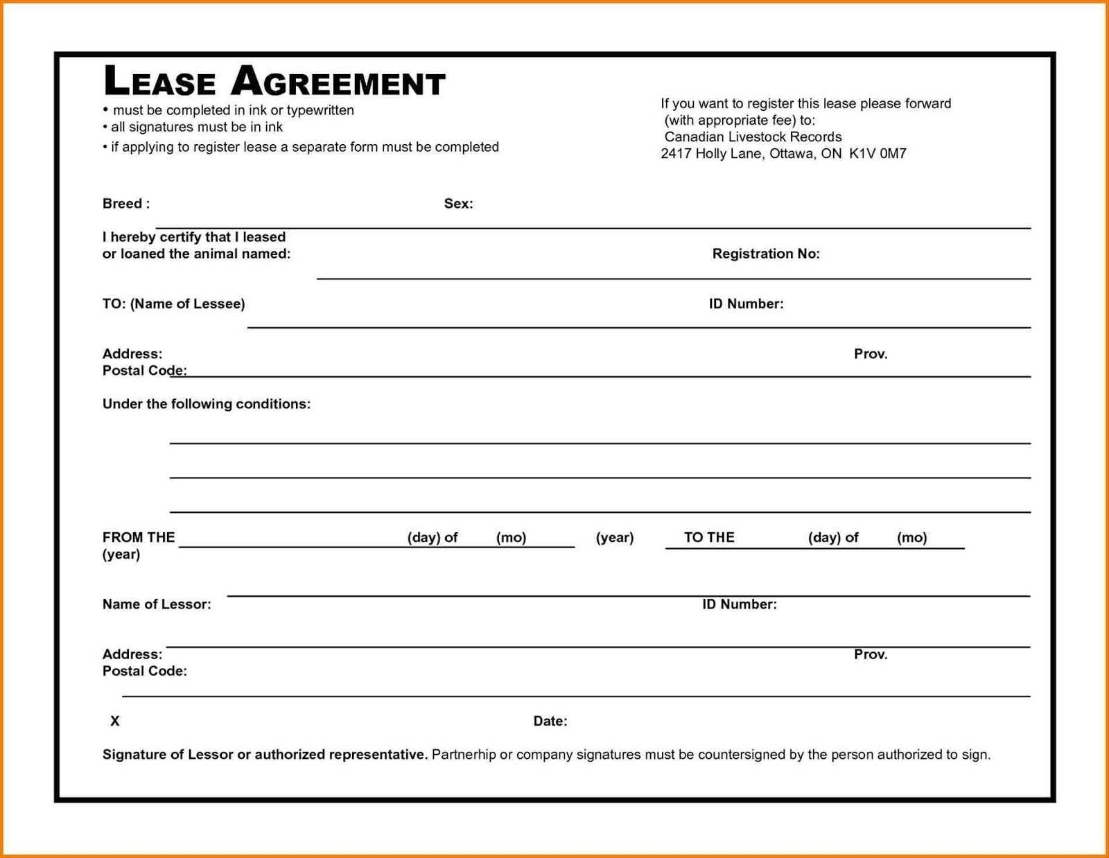 Basic Lease Agreement Printable