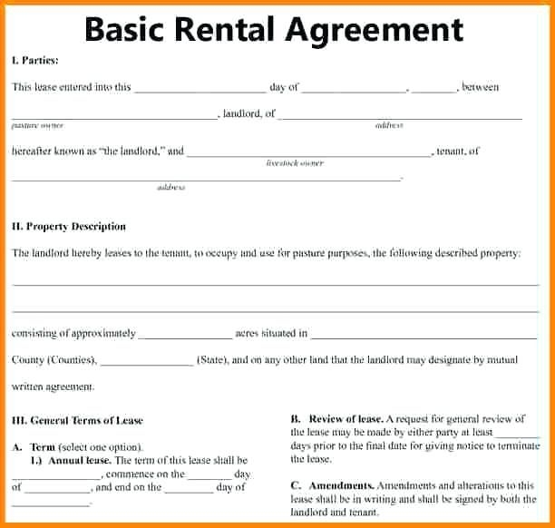 Basic Rental Agreement Template Rental Agreement Templates Lease 