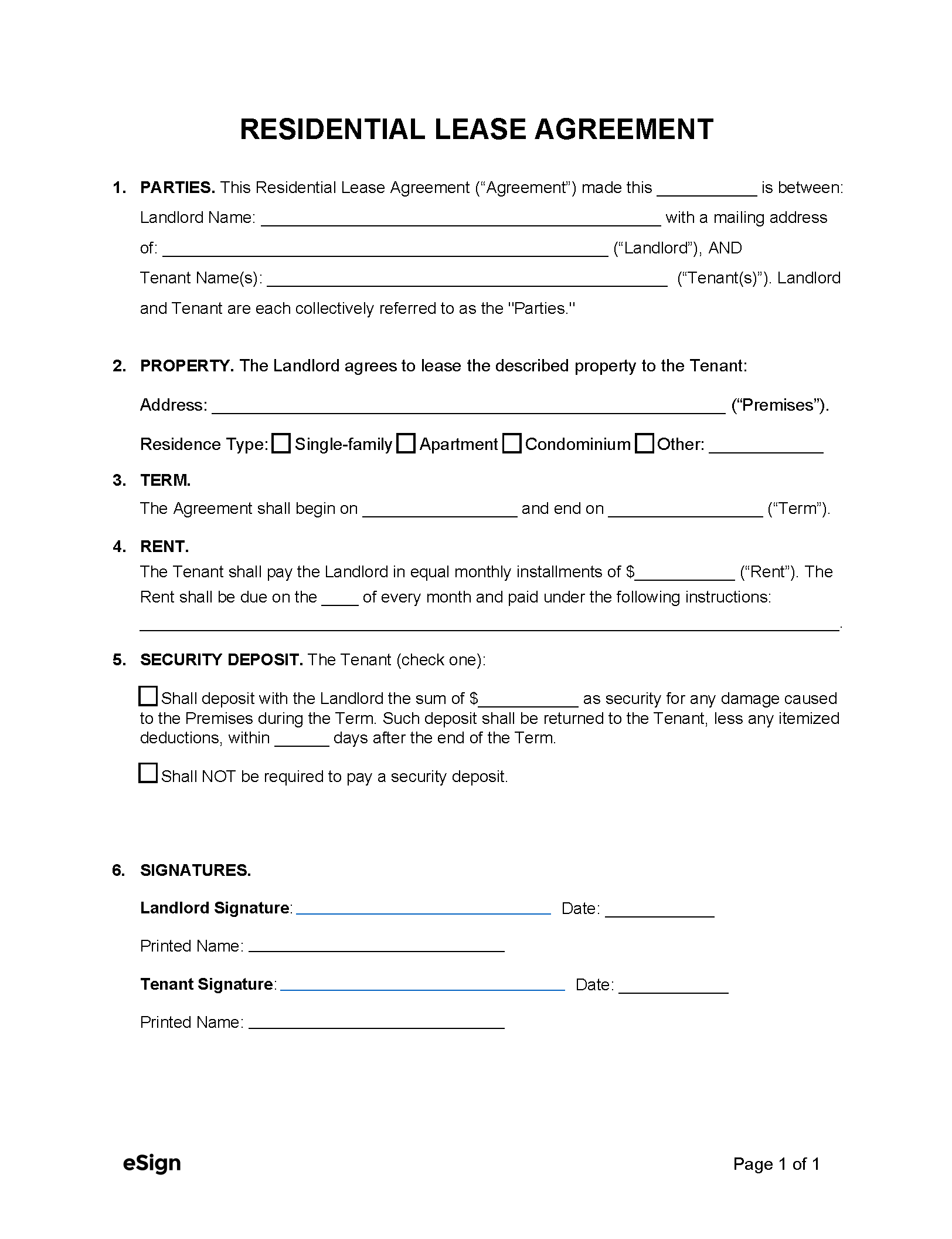 Family Member Printable Rental Agreement Template