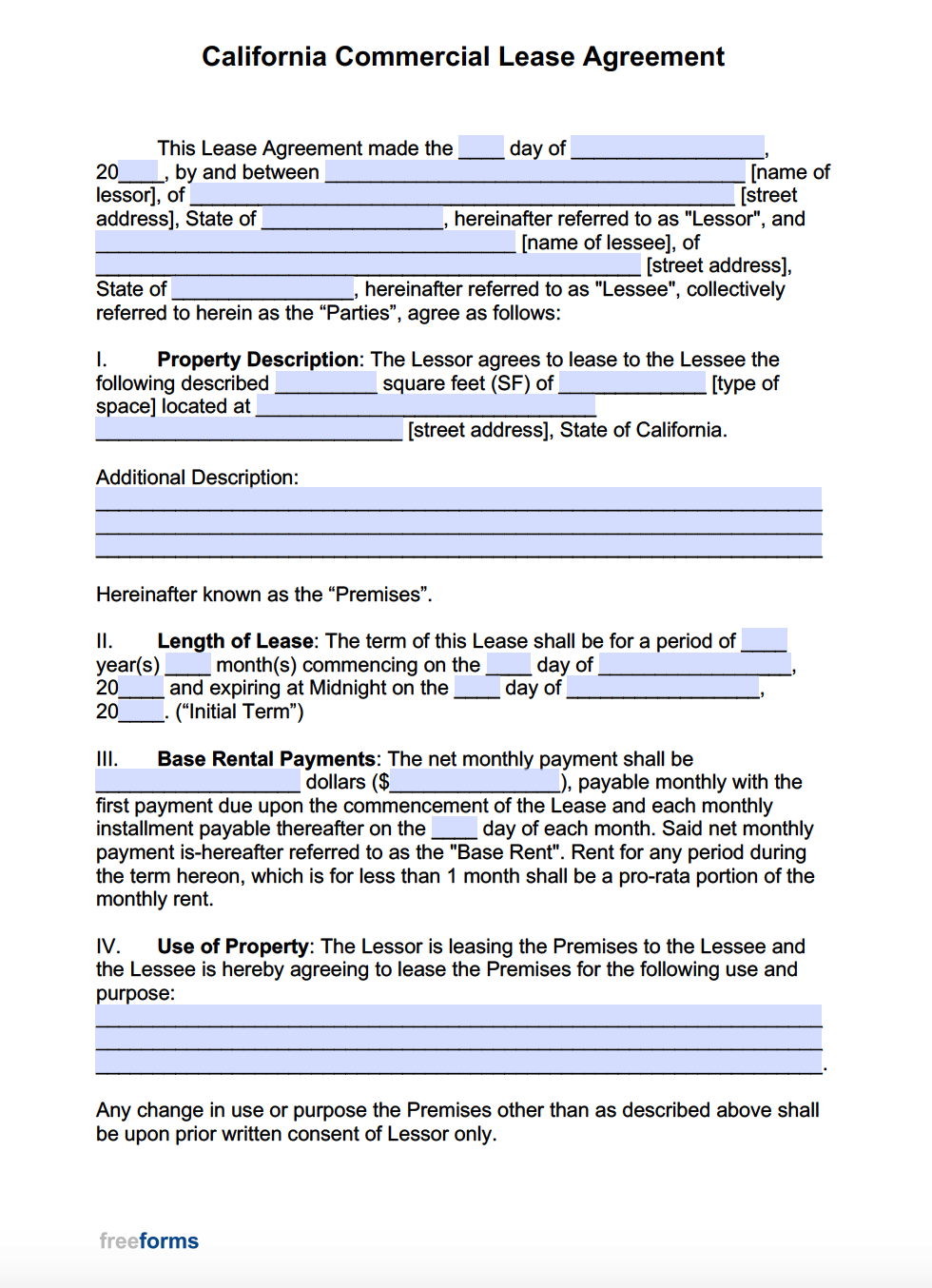 Free California Rental Lease Agreement Templates PDF WORD