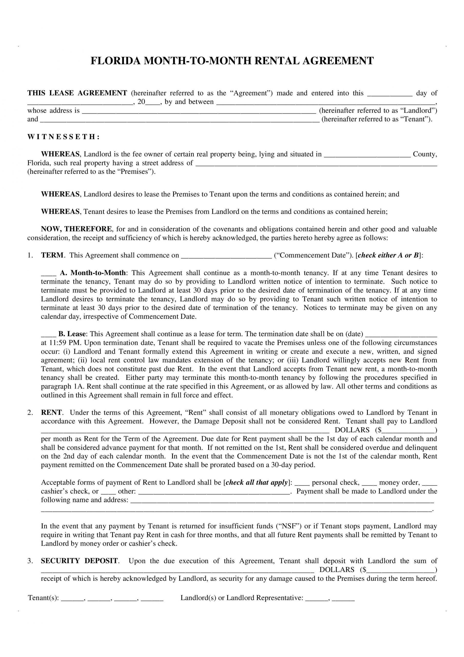 Free Fillable Florida Lease Agreement Form PDF Templates