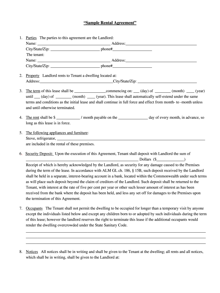 Free Fillable Printable Lease Agreement Form