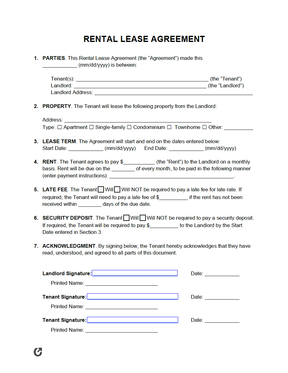 Free Lease Agreement Templates Pdf Word Basic Rental Agreement 