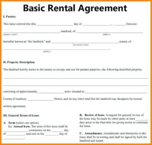 Free Printable Basic Rental Agreement Word