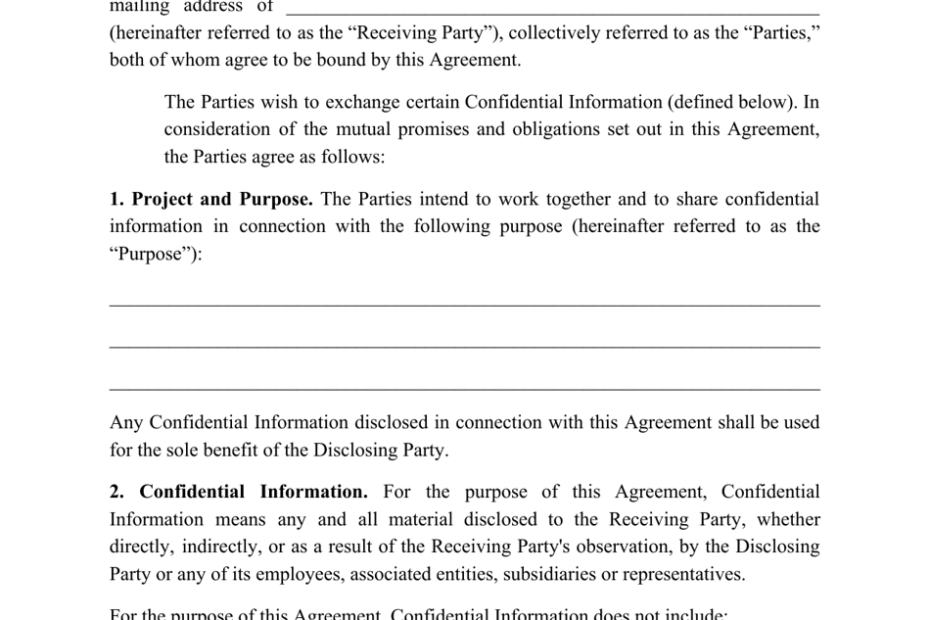 Free Printable Confidentiality Agreement Form Printable Templates