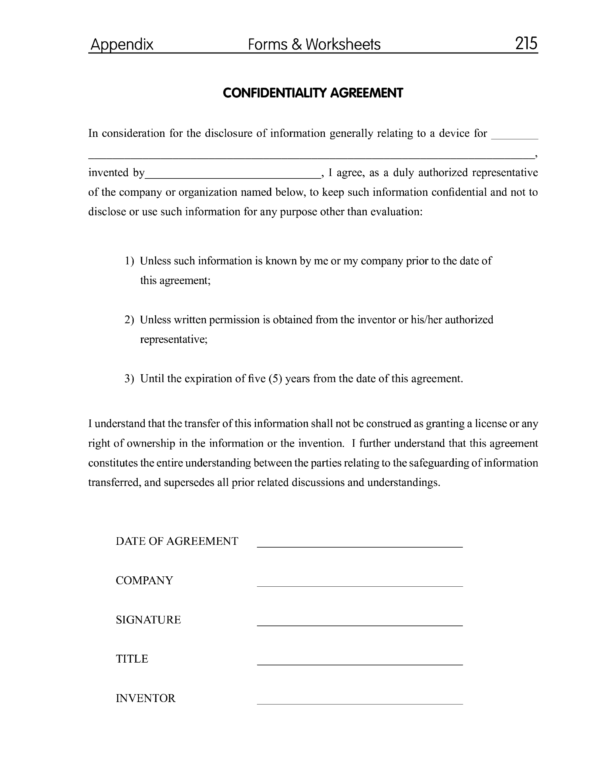 Free Printable Confidentiality Agreement Form