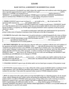 Free Printable Standard Lease Agreement