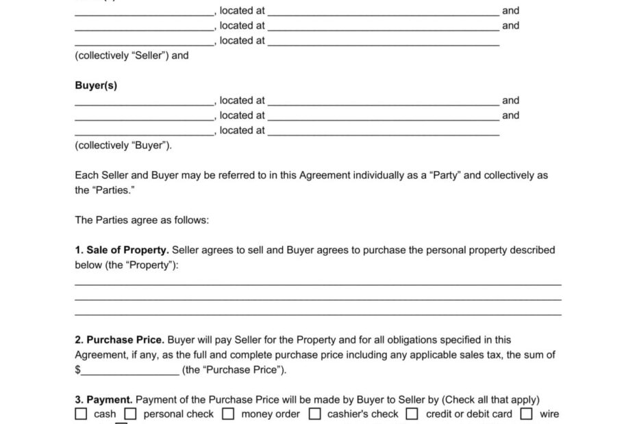 Free Purchase Agreement PDF Word Legal Templates