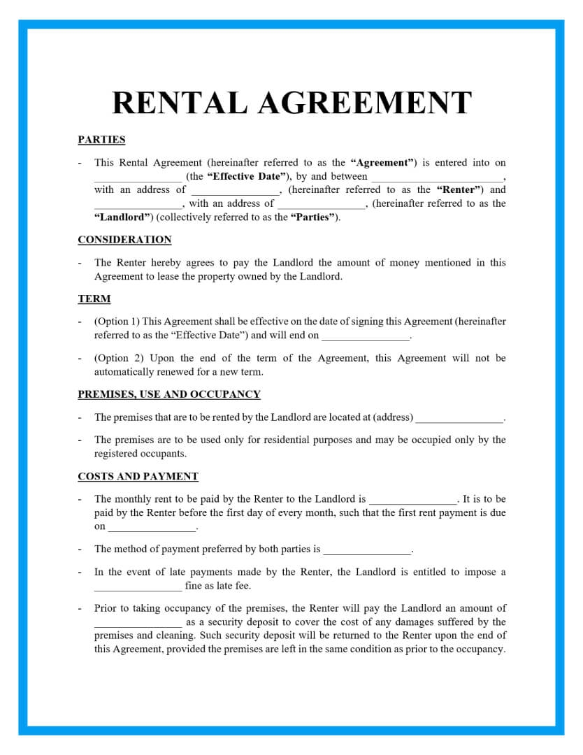 Free Rental Agreement Template