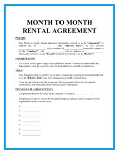 Monthly Rental Agreement Forms FREE Printable Printable Lease Agreement