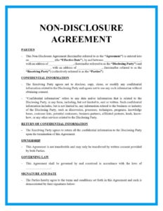 Non Disclosure Agreement Template Free Word Templates