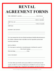 Printable Rental Agreement Free Template Free Printable