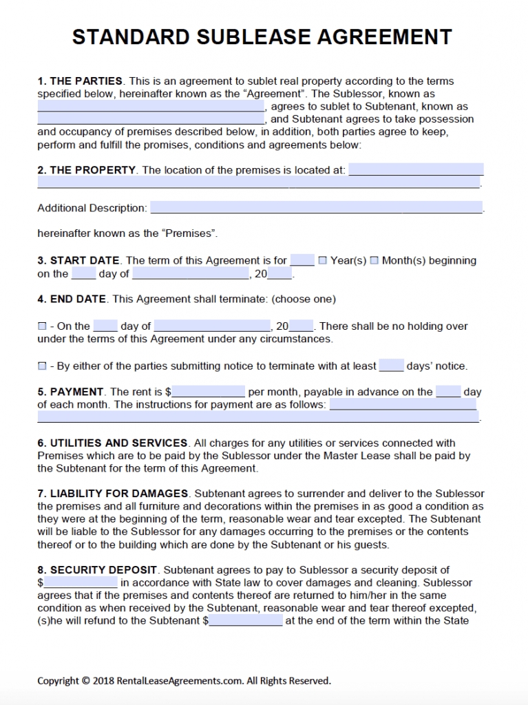 Printable Residential Lease Agreement Free
