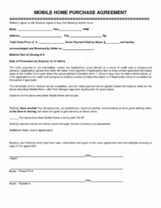 Printable Simple Mobile Home Purchase Agreement
