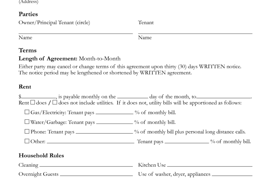 Rental Agreement Template Free Printable Documents