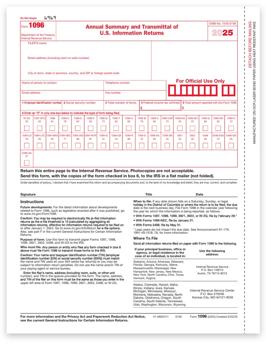 1096 Transmittal Forms