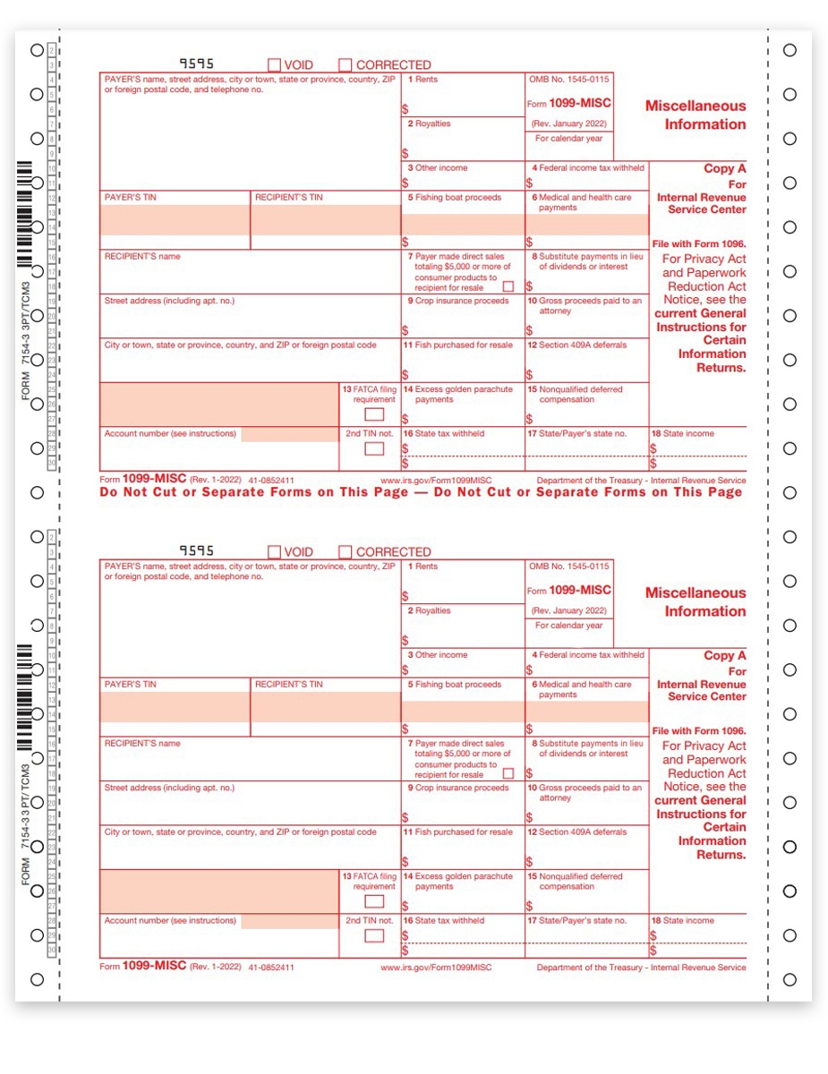 1099 MISC Carbonless Continuous Forms