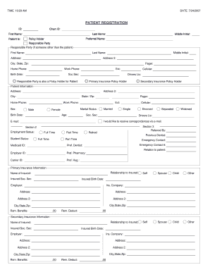 151 Printable Patient Registration Form Templates Fillable Samples In 