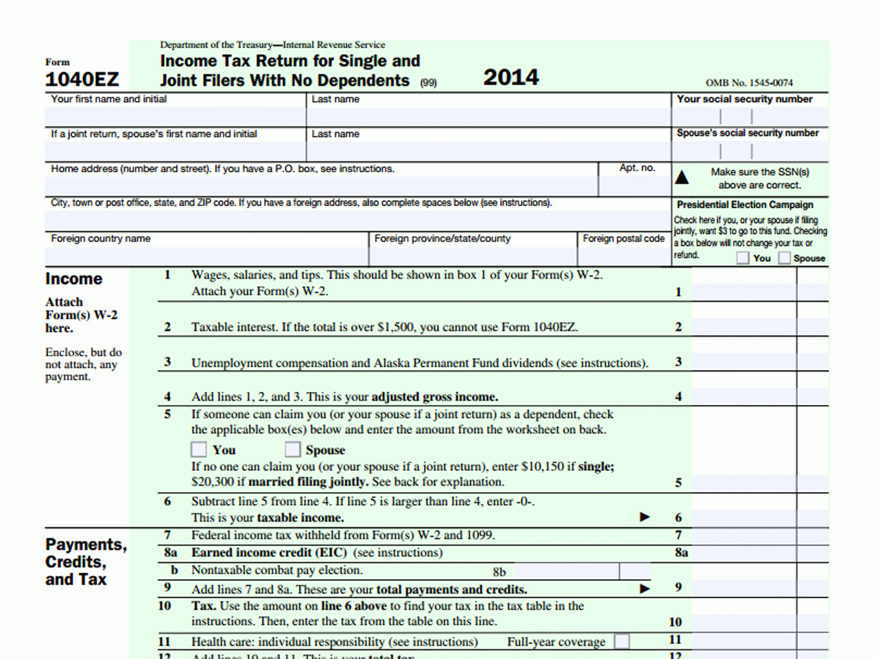 2014 Federal Income Tax Forms Complete Sign Print And Mail 