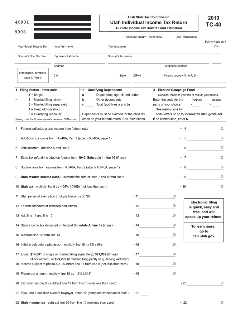 2019 Form UT TC 40 Fill Online Printable Fillable Blank PdfFiller