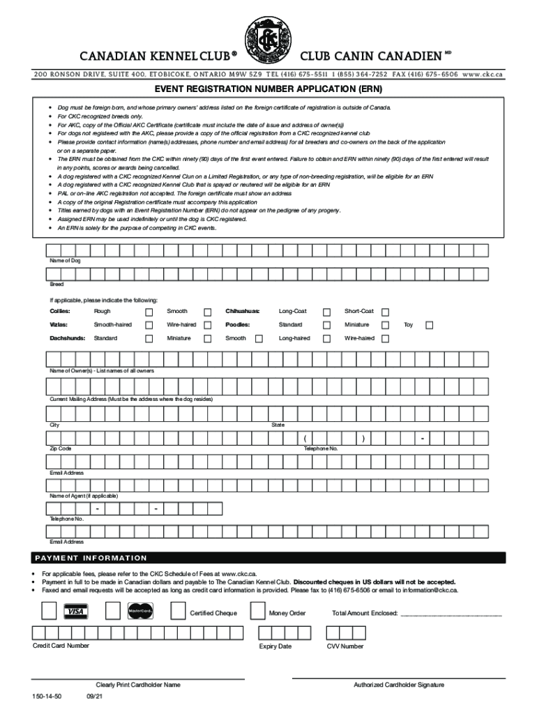 2021 2025 CKC Form 150 14 50 Fill Online Printable Fillable Blank 