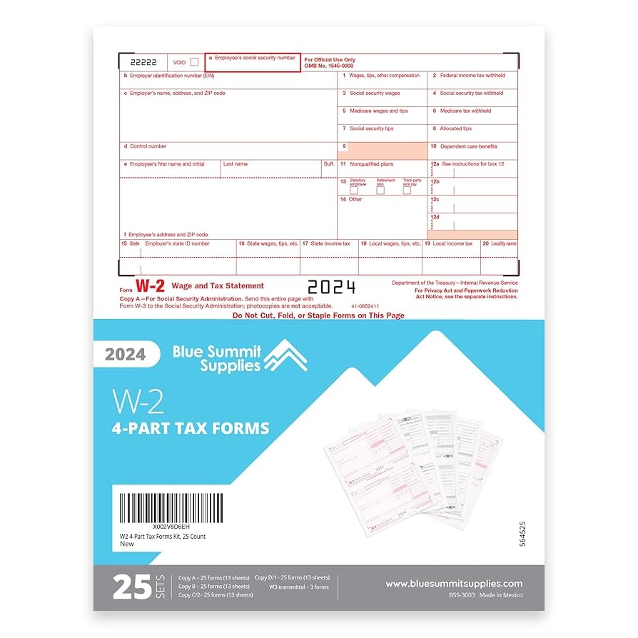 2021 W2 4 Part Tax Forms Kit 25 Employee Kit Of Laser Tax Forms Designed For QuickBooks And Accounting Software Amazon sg Office Products