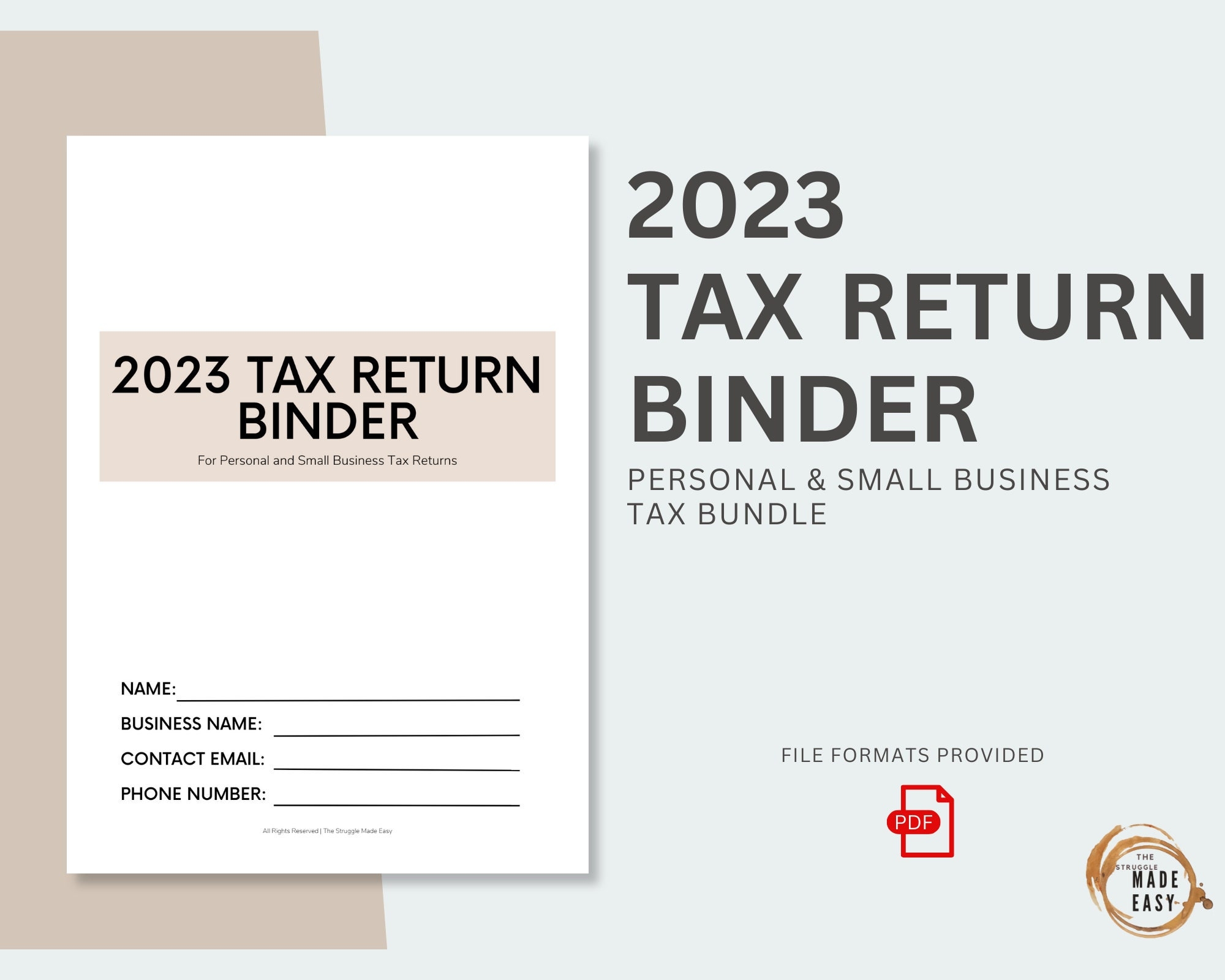 2023 Tax Return Binder Personal Small Business Tax PDF 