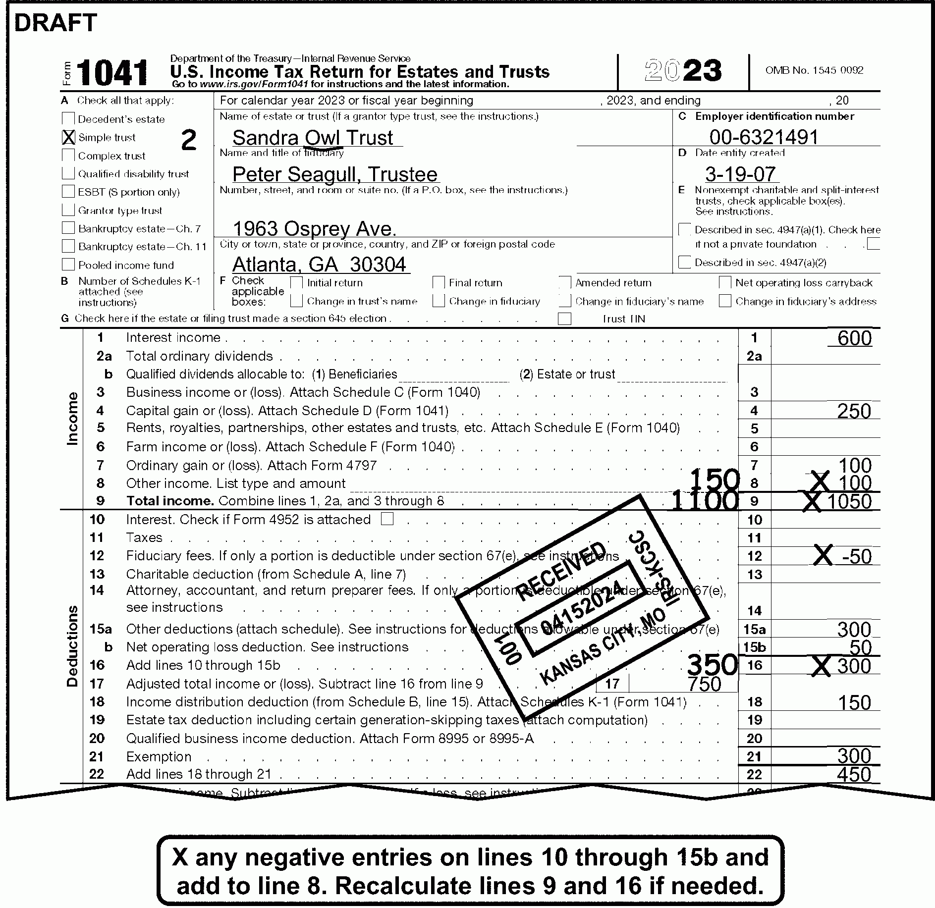 3 11 14 Income Tax Returns For Estates And Trusts Forms 1041