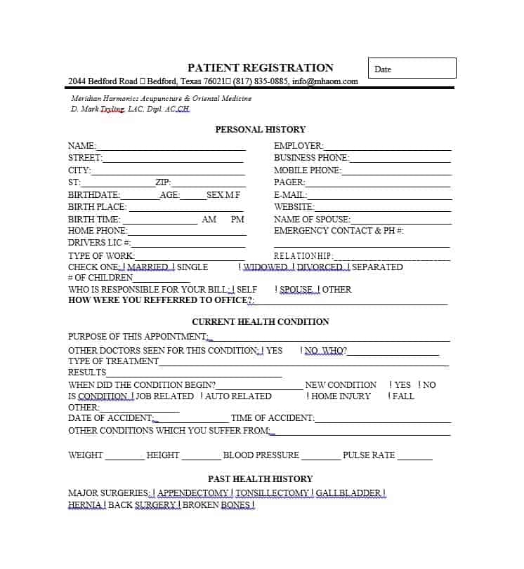 44 New Patient Registration Form Templates Printable Templates