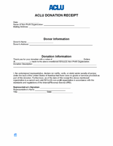 ACLU Donation Receipt Template Invoice Maker