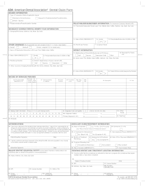 Ada Dental Claim Form Fill Online Printable Fillable Blank PdfFiller